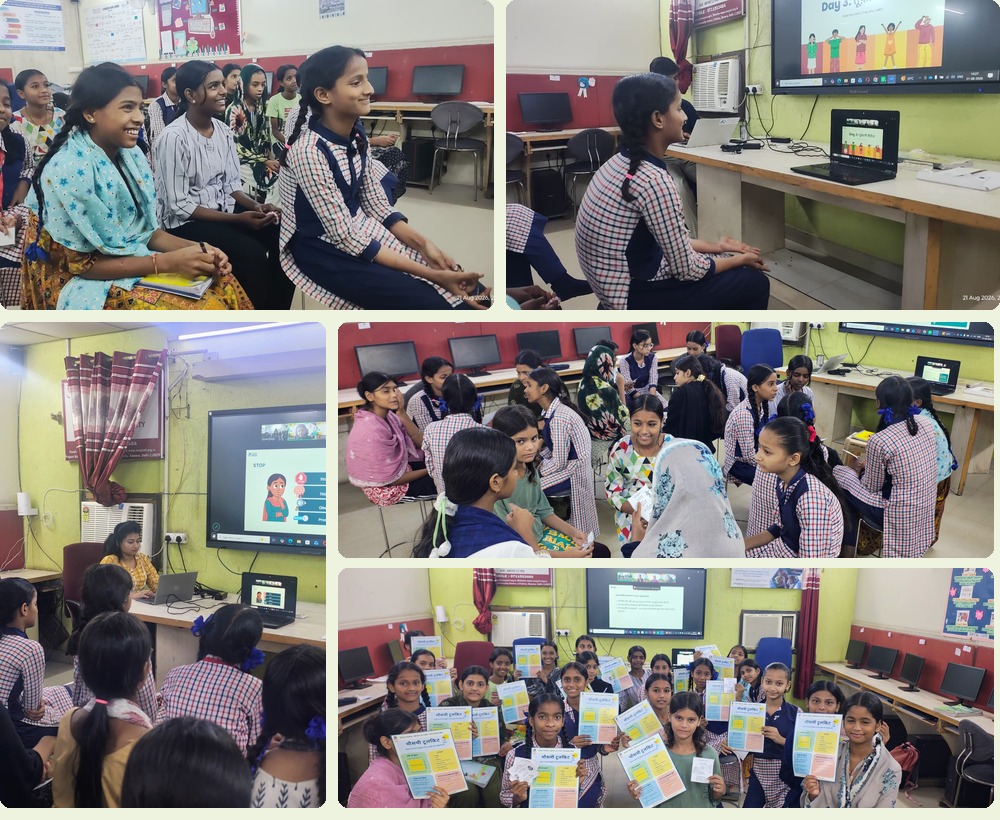 Students taking part in Project BRICK workshops at Navjyoti Foundation